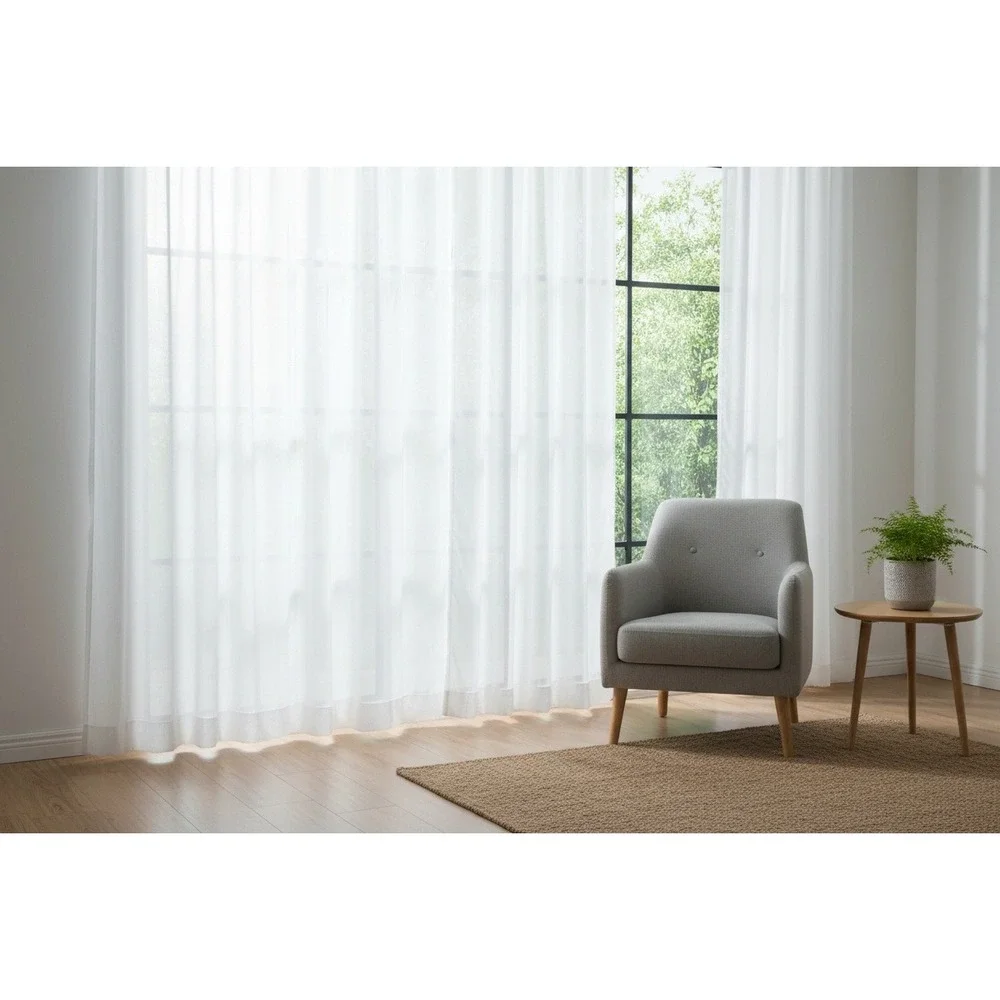 White Sheer Curtain Panel Extra Wide Window Treatment 116 x 98  in